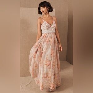 Needle & Thread Maxi Dress in Pink and Cream
